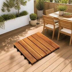 Quality Acacia Hardwood Decking Tile Set, 30x30cm, 20pcs