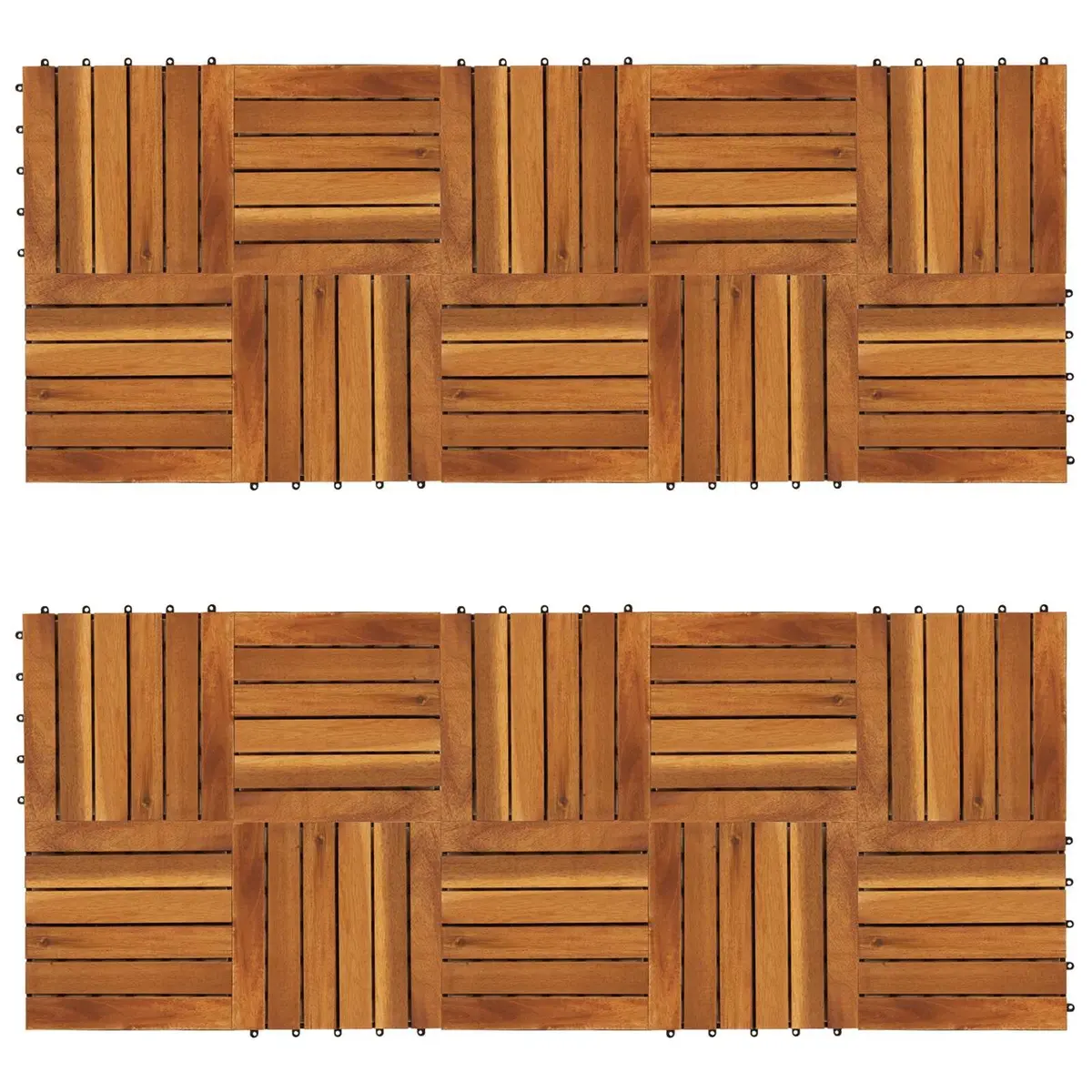 Interlocking Acacia Hardwood Decking Tile Brown 30x30cm Square