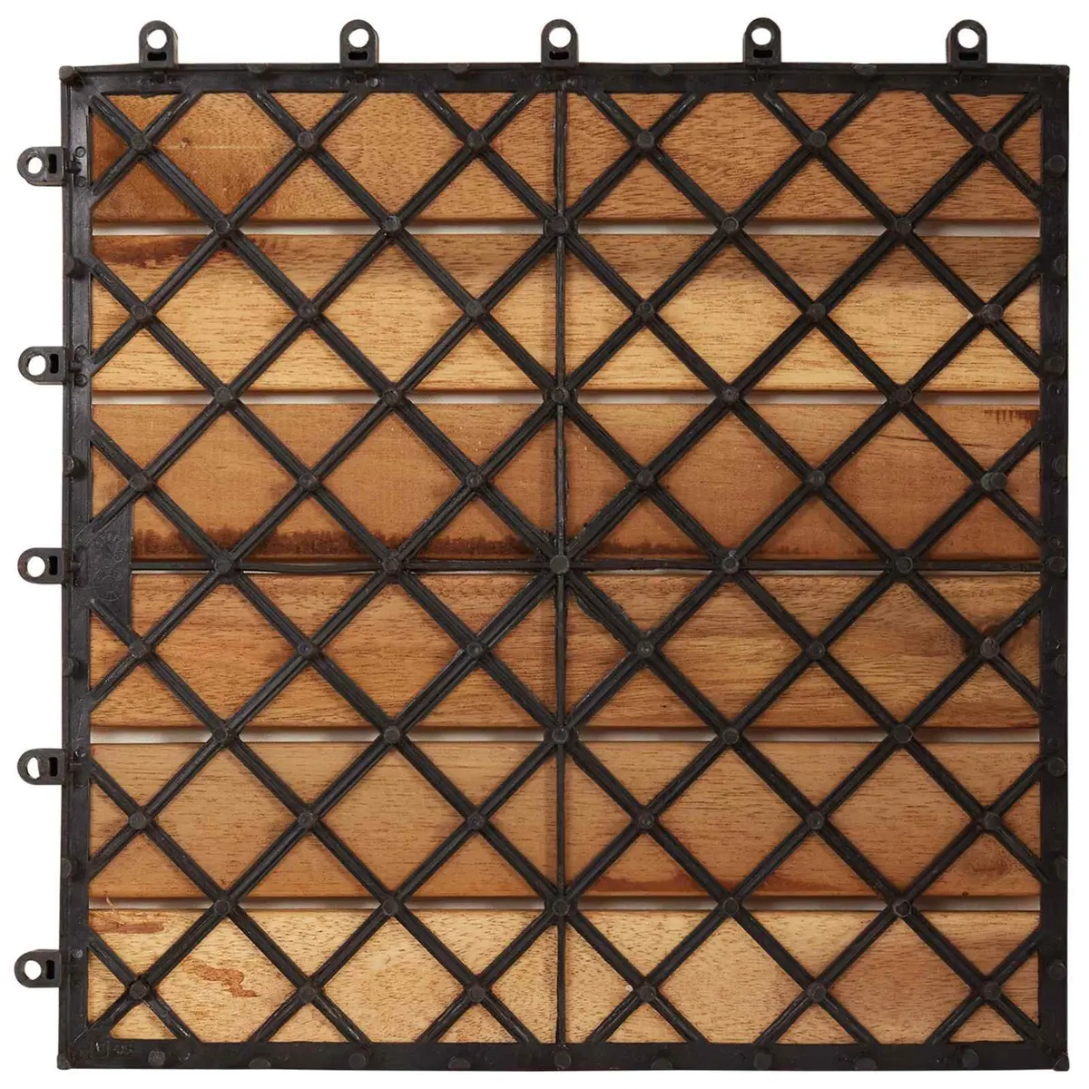 Acacia Wood Interlocking Decking Tiles Brown 30x30cm Square Garden Patio Floor