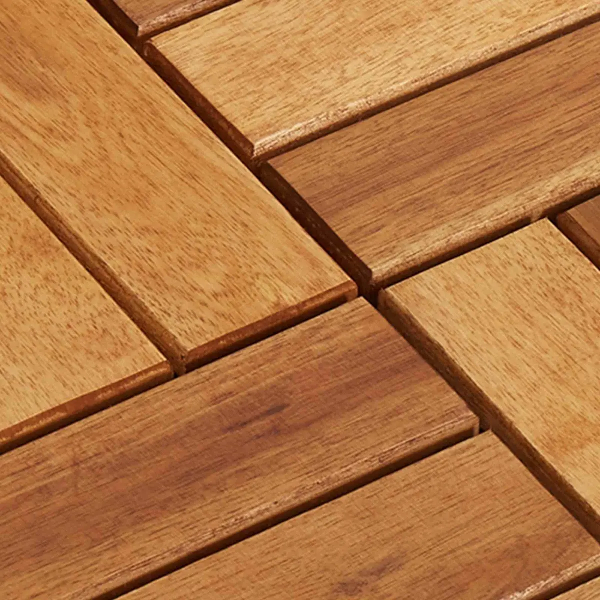 Interlocking Decking Tiles Brown Acacia Hardwood 30x30cm Square Outdoor Patio