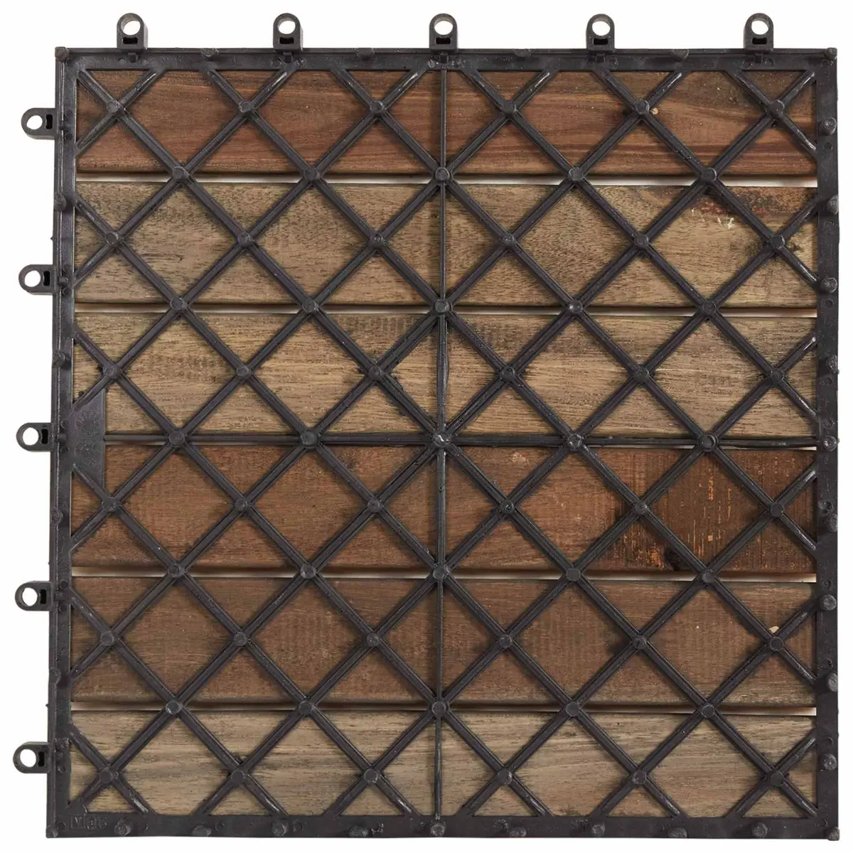 Decking Tile Solid Acacia Hardwood 30 x 30 cm Grey Interlocking Square Outdoor Patio