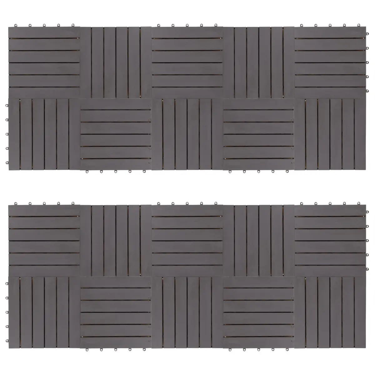 Decking Tile Solid Acacia Hardwood 30 x 30 cm Grey Interlocking Square Outdoor Patio