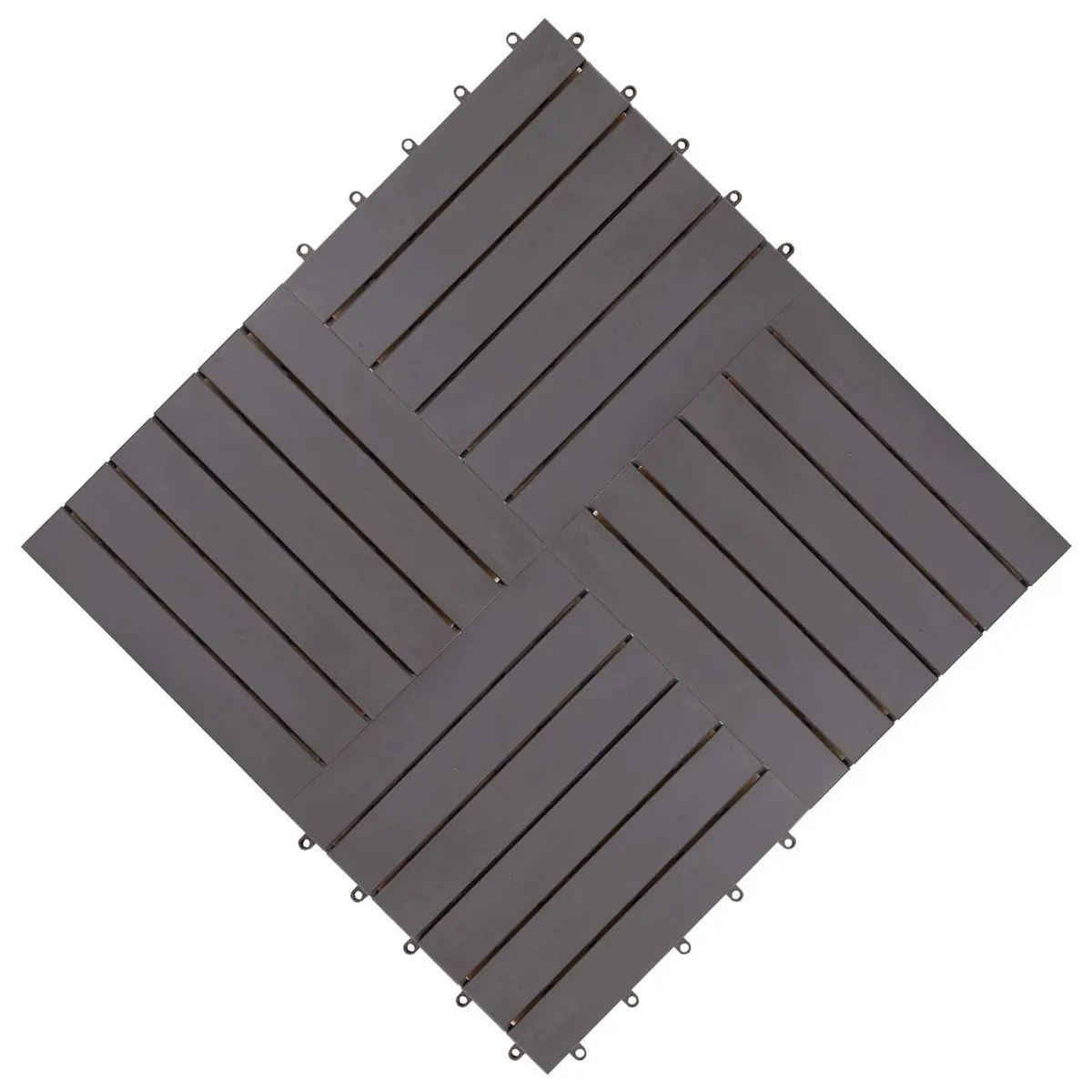 Decking Tile Solid Acacia Hardwood 30 x 30 cm Grey Interlocking Square Outdoor Patio