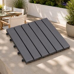 High-Quality Acacia Wood Decking Tiles, 30 pcs Grey
