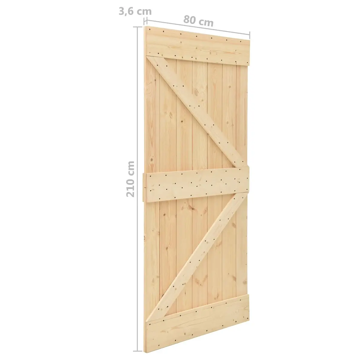Sliding Door Solid Pine Wood 80 x 210 cm Natural Black Modern Space-Saving