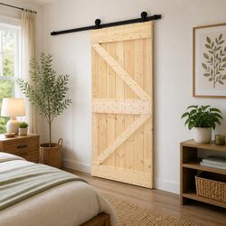 Solid Pine Wood Sliding Door 80 x 210 cm Natural Brown Black