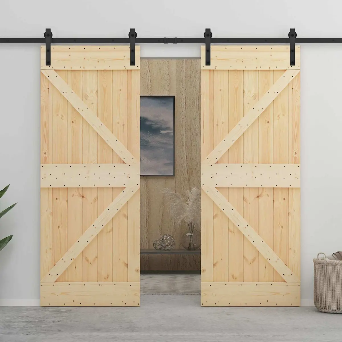Solid Pine Wood Sliding Door 80 x 210 cm