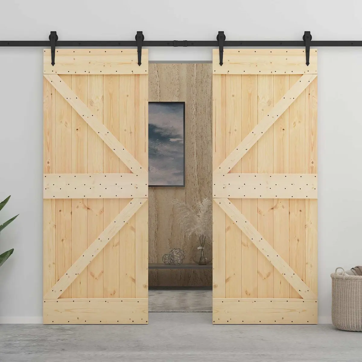 Sliding Door Solid Pine Wood 90 x 210 cm Brown