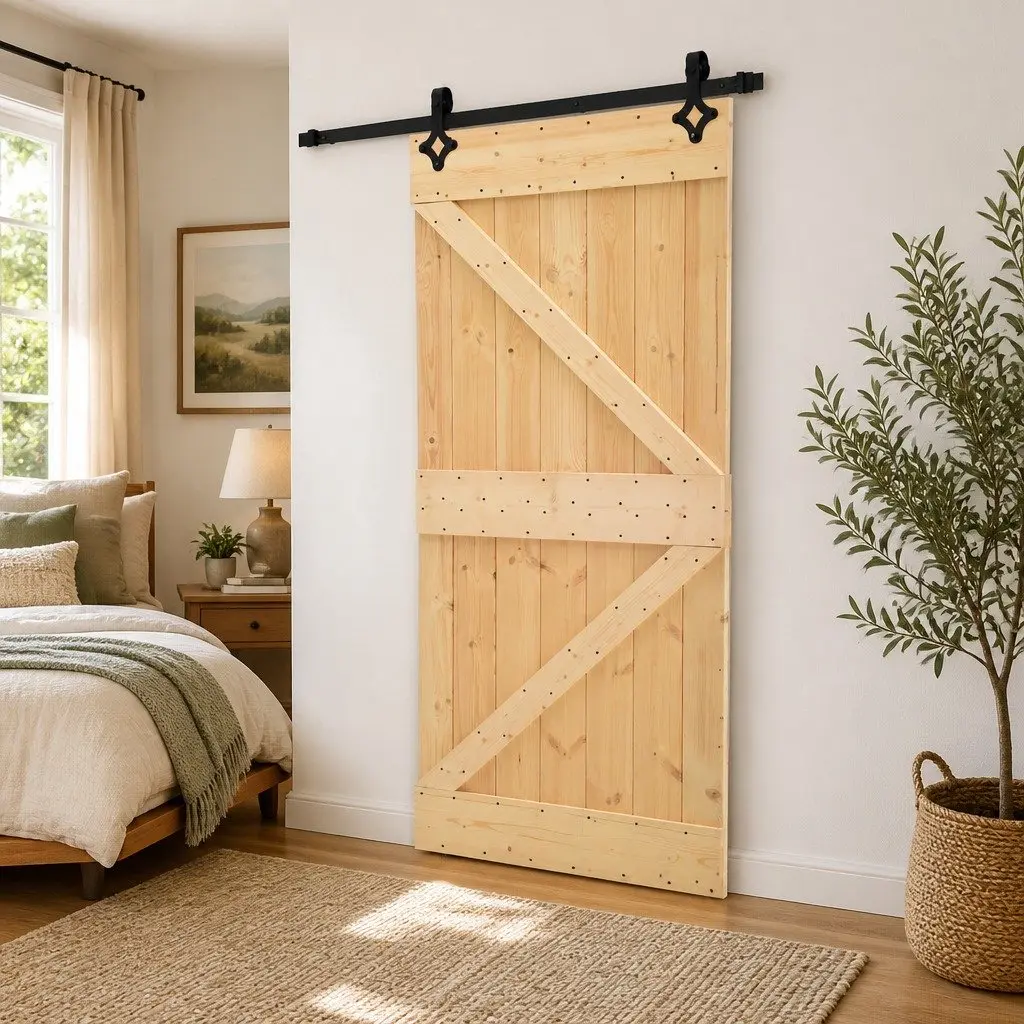 Sliding Door Room Divider 90 x 210 cm Pine Wood
