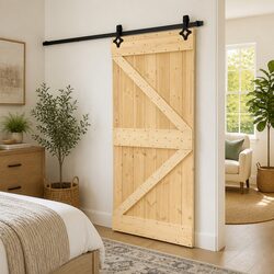 Sliding Door 90 x 210 cm Solid Pine Wood Modern Room Divider Space-Saving