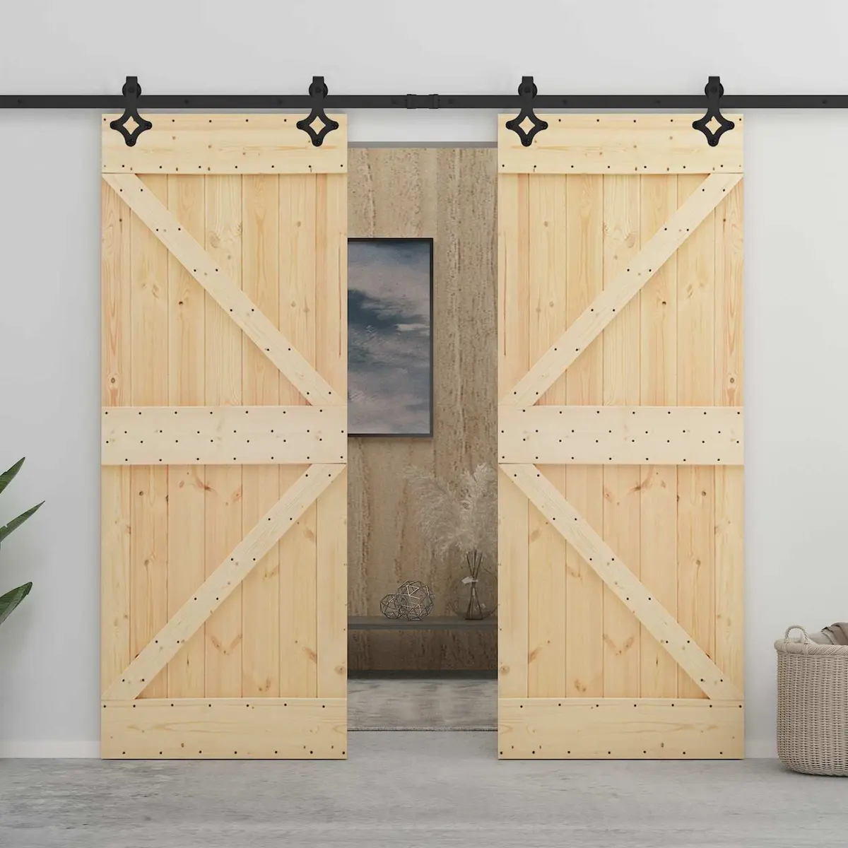 Sliding Door Solid Pine Wood 90 x 210 cm Brown