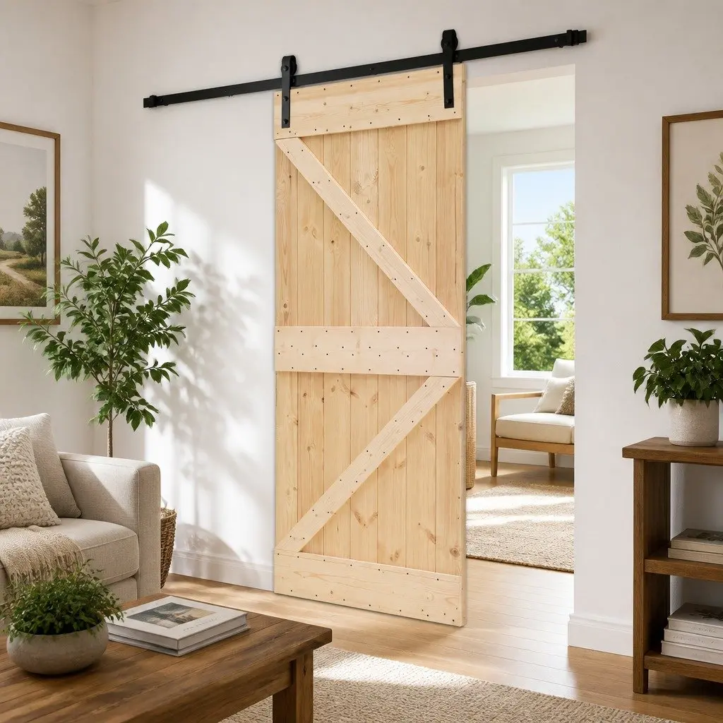 Sliding Door 90 x 210 cm Solid Pine Wood Room Divider