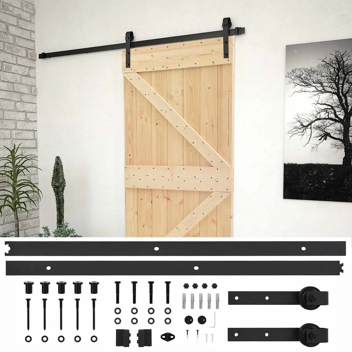 Sliding Door 90 x 210 cm Solid Pine Wood Room Divider