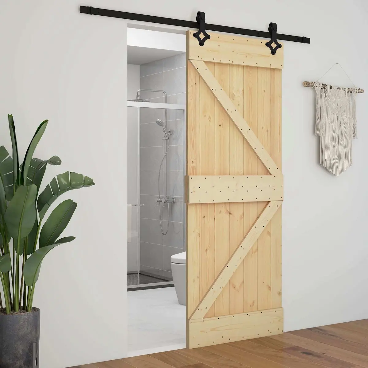 Solid Pine Wood Sliding Door 100 x 210 cm