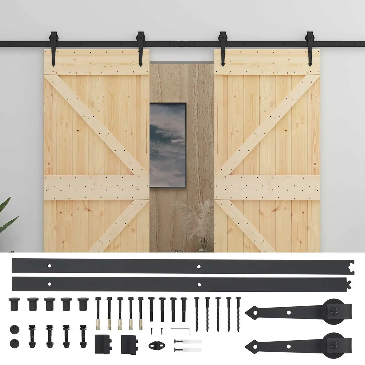 Sliding Door Solid Pine Wood 90 x 210 cm Brown 2 pcs