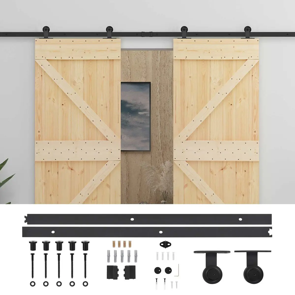 Solid Pine Wood Sliding Door Room Divider