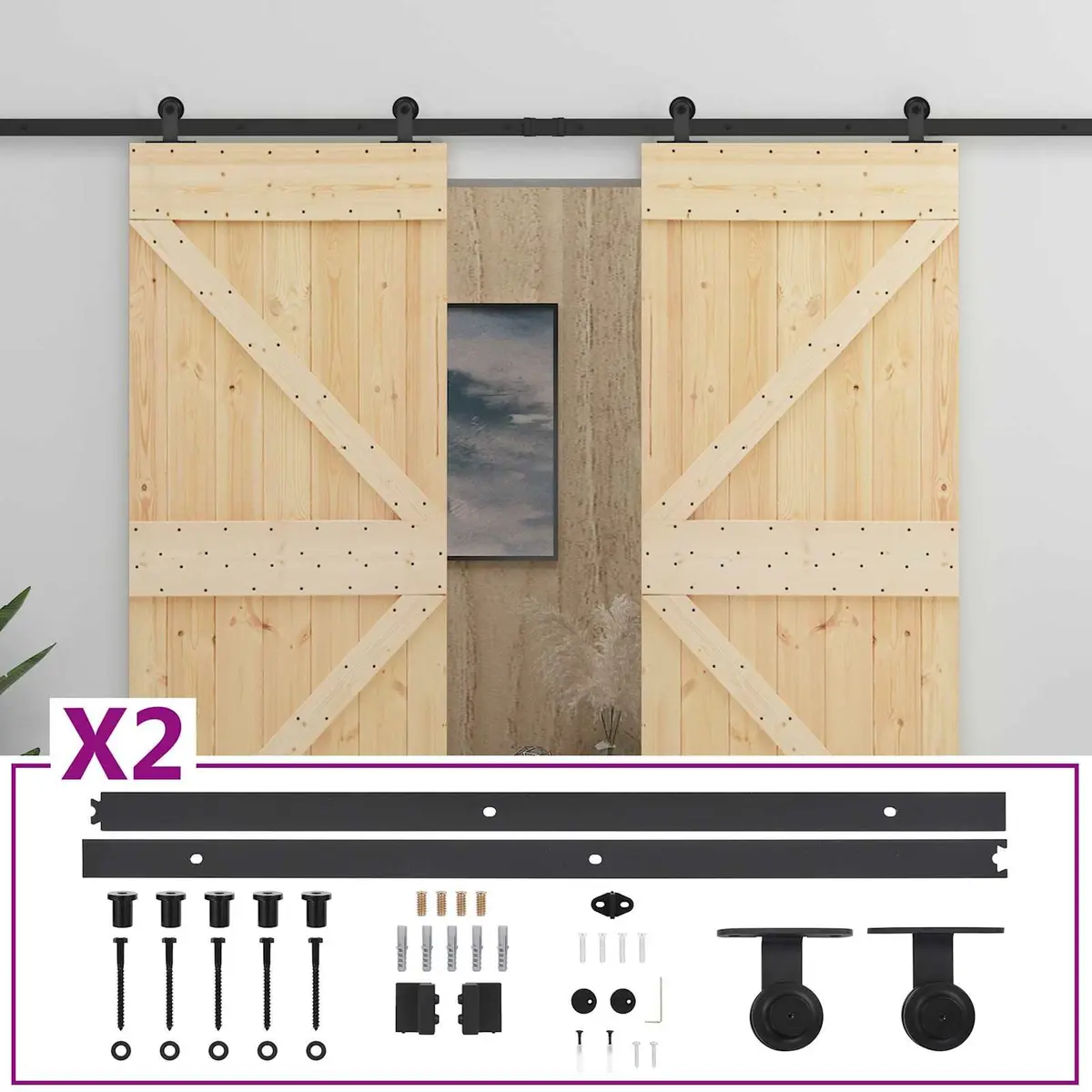 Solid Pine Wood Sliding Door Room Divider