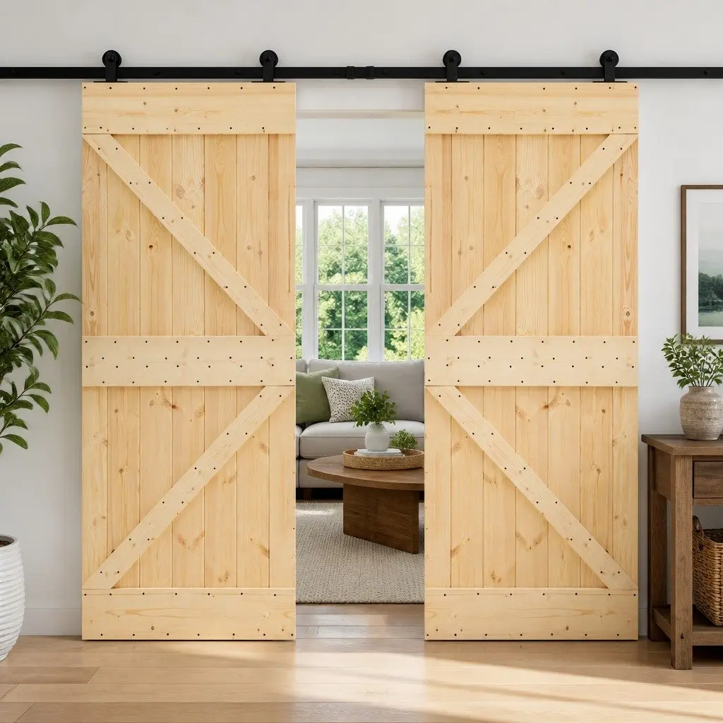 Solid Pine Wood Sliding Door System