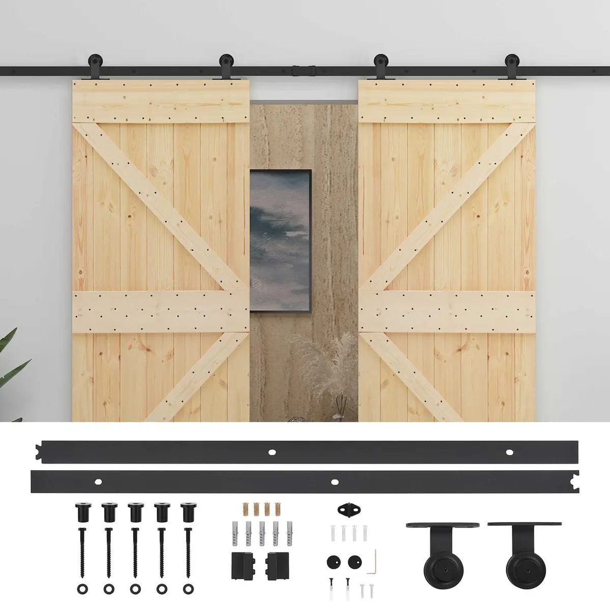 Solid Pine Wood Sliding Door System