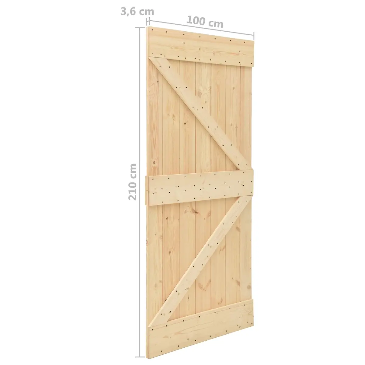Solid Pine Wood Modern Sliding Door 2 pcs 100 x 210 cm