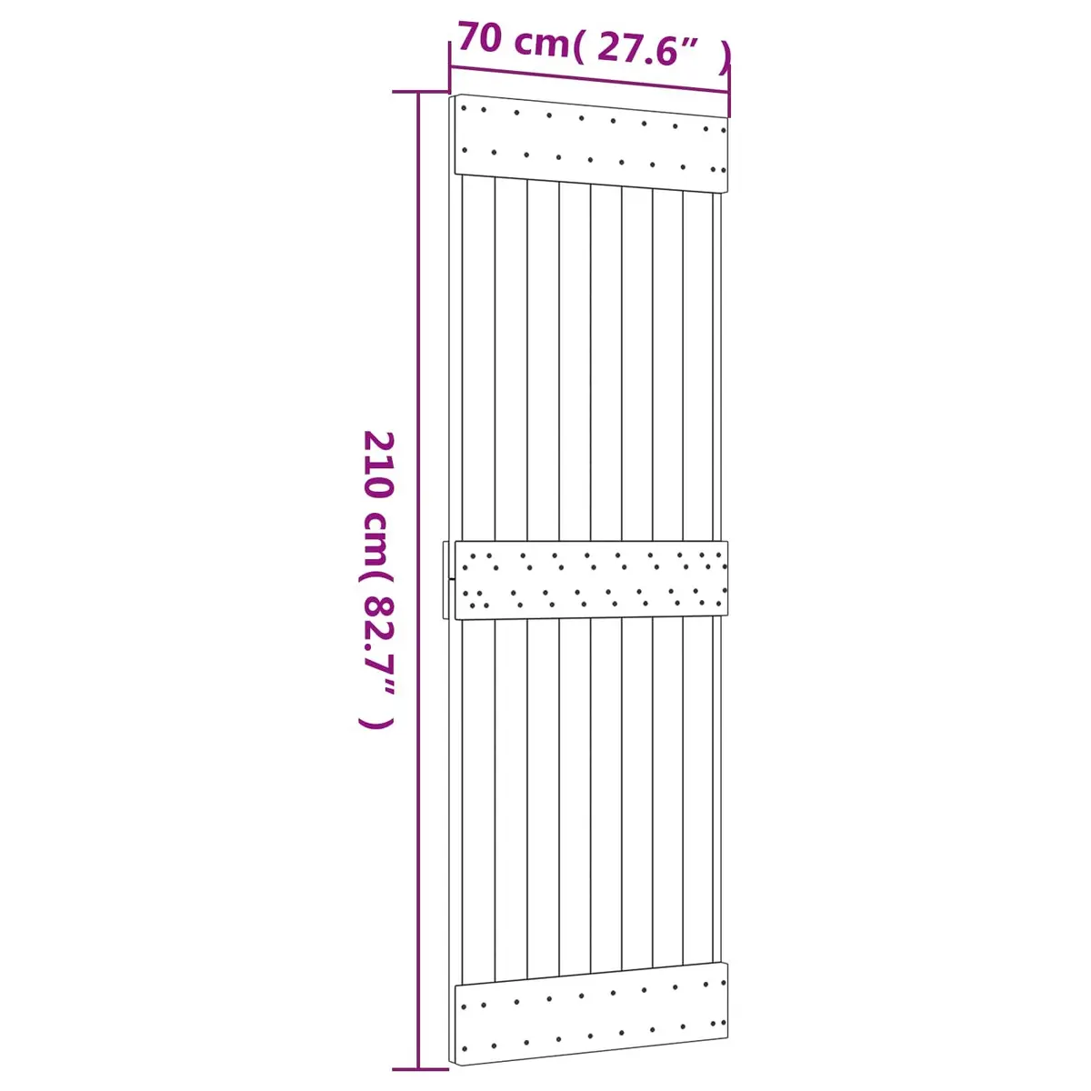 Solid Pine Wood Sliding Door 70x210cm Brown