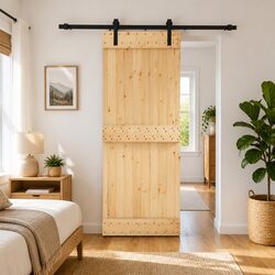 Modern Pine Wood Sliding Door 80 x 210 cm for Room Division