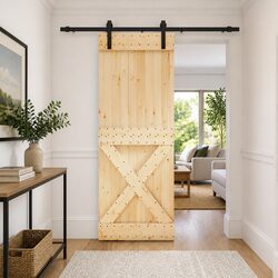 Modern Sliding Door 80 x 210 cm Natural Pine Wood Divider