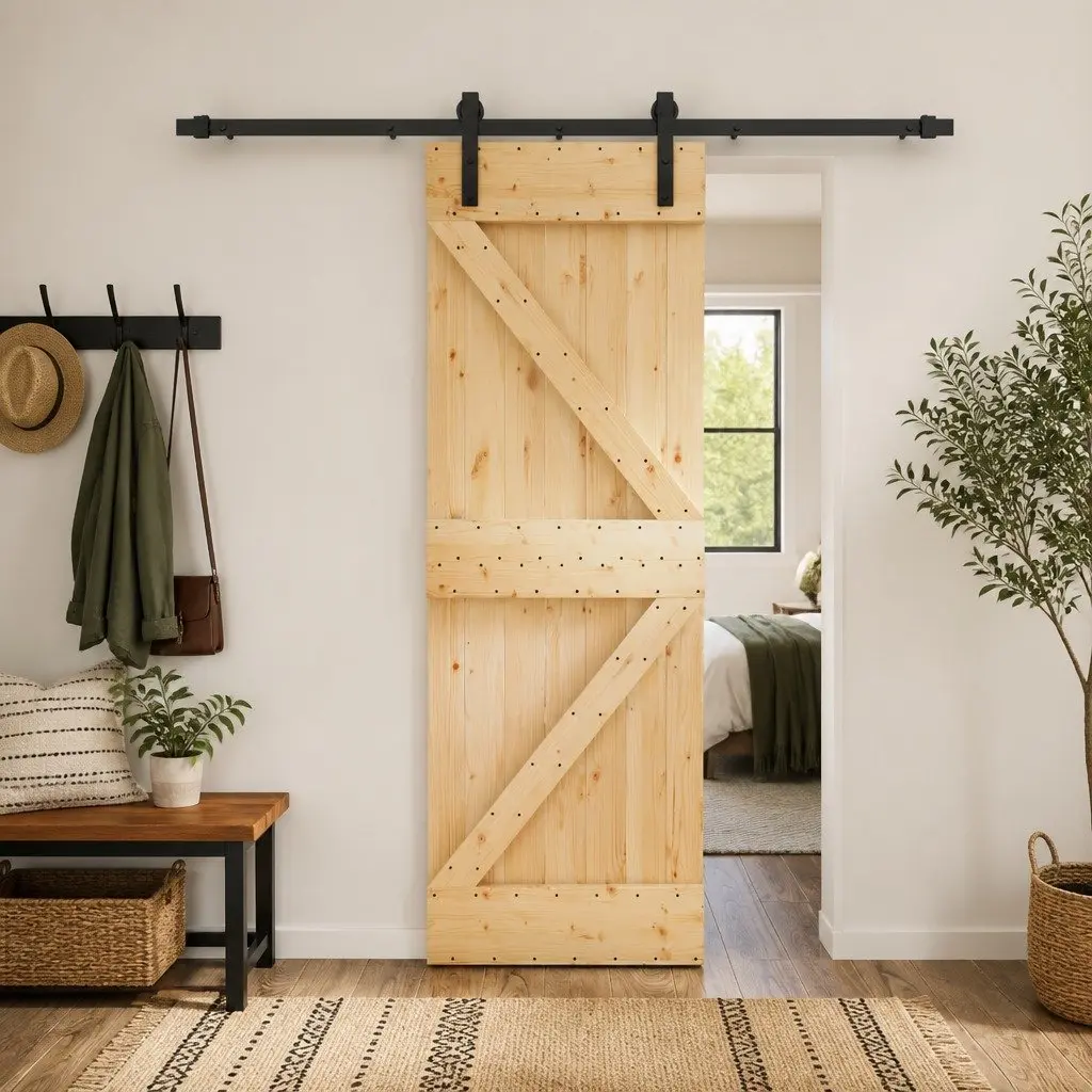 Sliding Door Room Divider 70x210cm Natural Pine