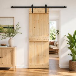 Modern Natural Brown Pine Wood Sliding Door 70 x 210 cm