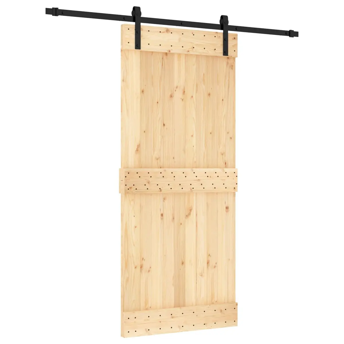 Sliding Door Pine Wood 90 x 210 cm Brown