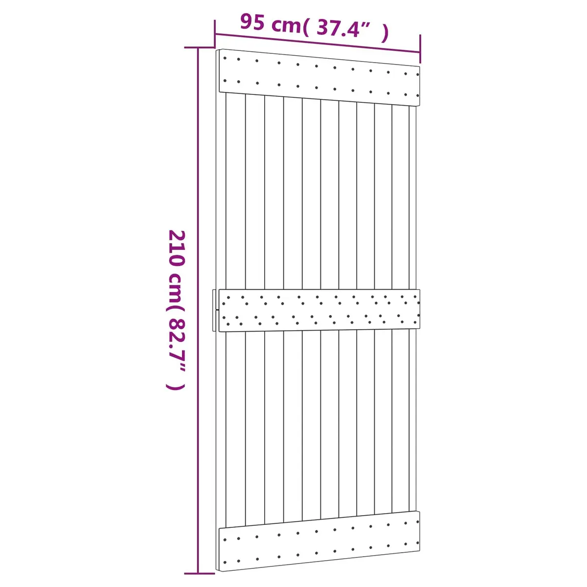 Solid Pine Wood Modern Sliding Door 95 x 210 cm