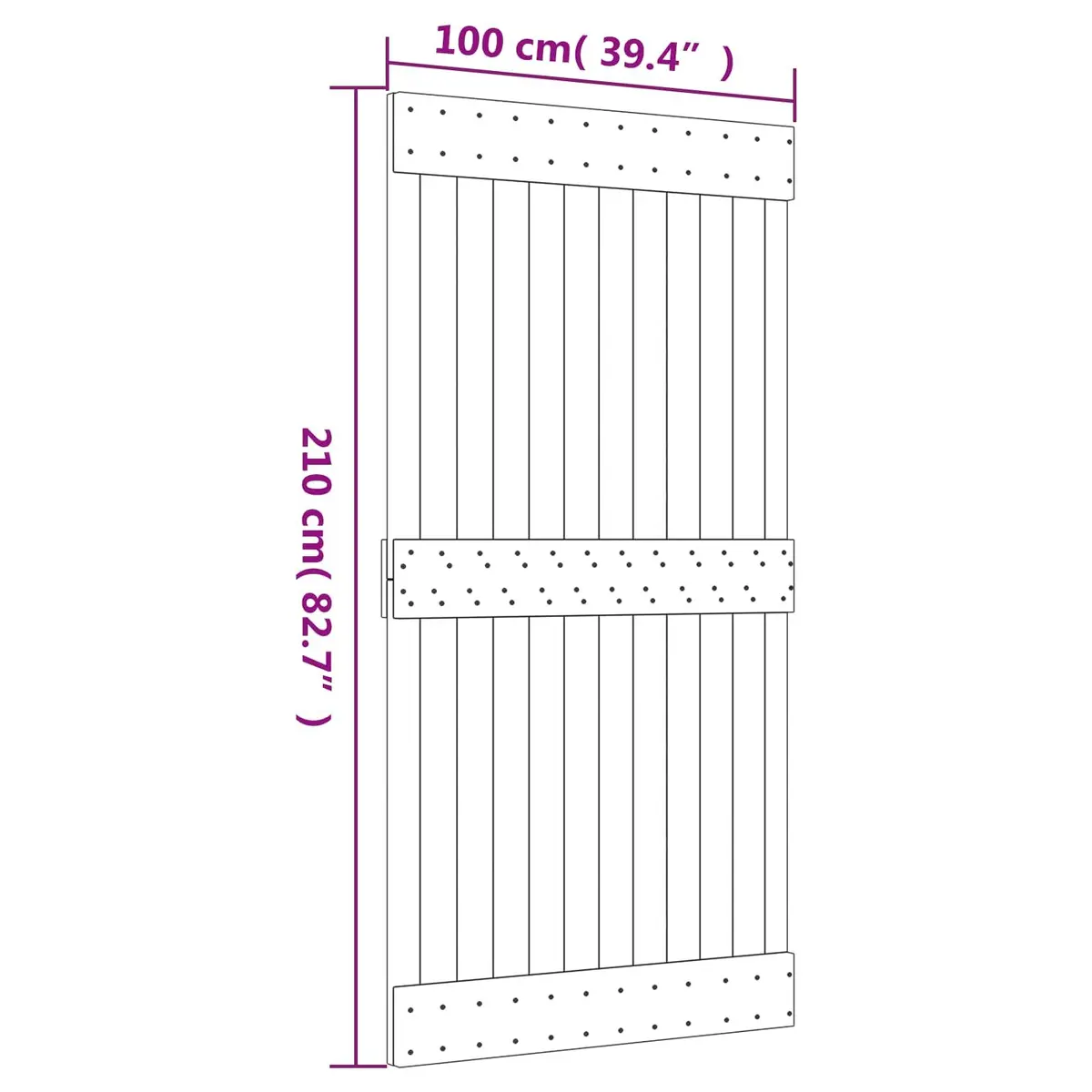 Sliding Door Solid Pine Wood Black Frame 100 x 210 cm