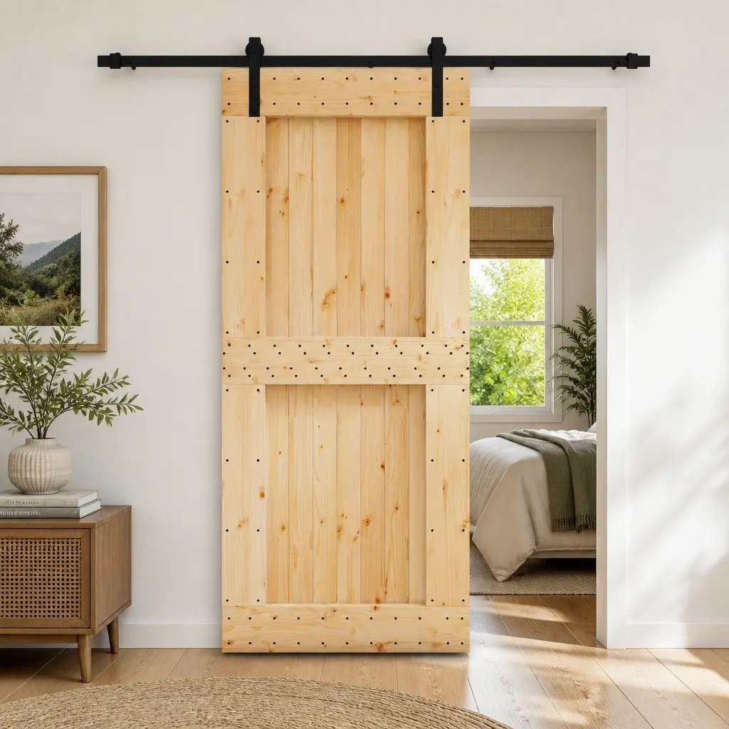 Room Divider Sliding Door Solid Pine Wood 90 x 210 cm