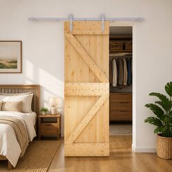 Contemporary Pine Wood Sliding Door 70x210 cm Space Divider