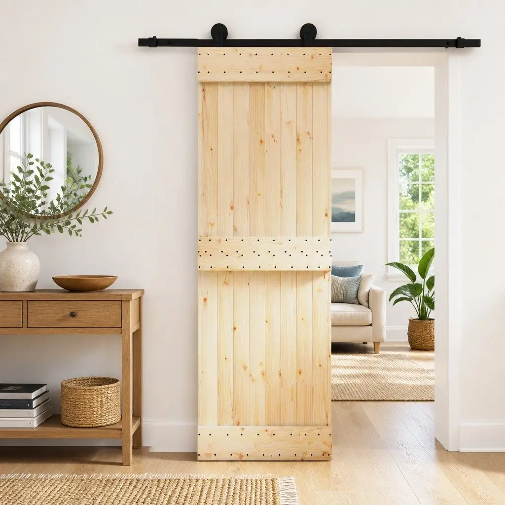 Natural Brown Sliding Door 70 x 210 cm Solid Pine Wood
