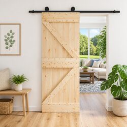 Sliding Door Solid Pine Wood Natural Black 70x210cm Space-Saving Room Divider