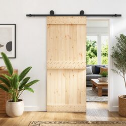 Modern Sliding Door 85 x 210 cm in Natural Pine Wood