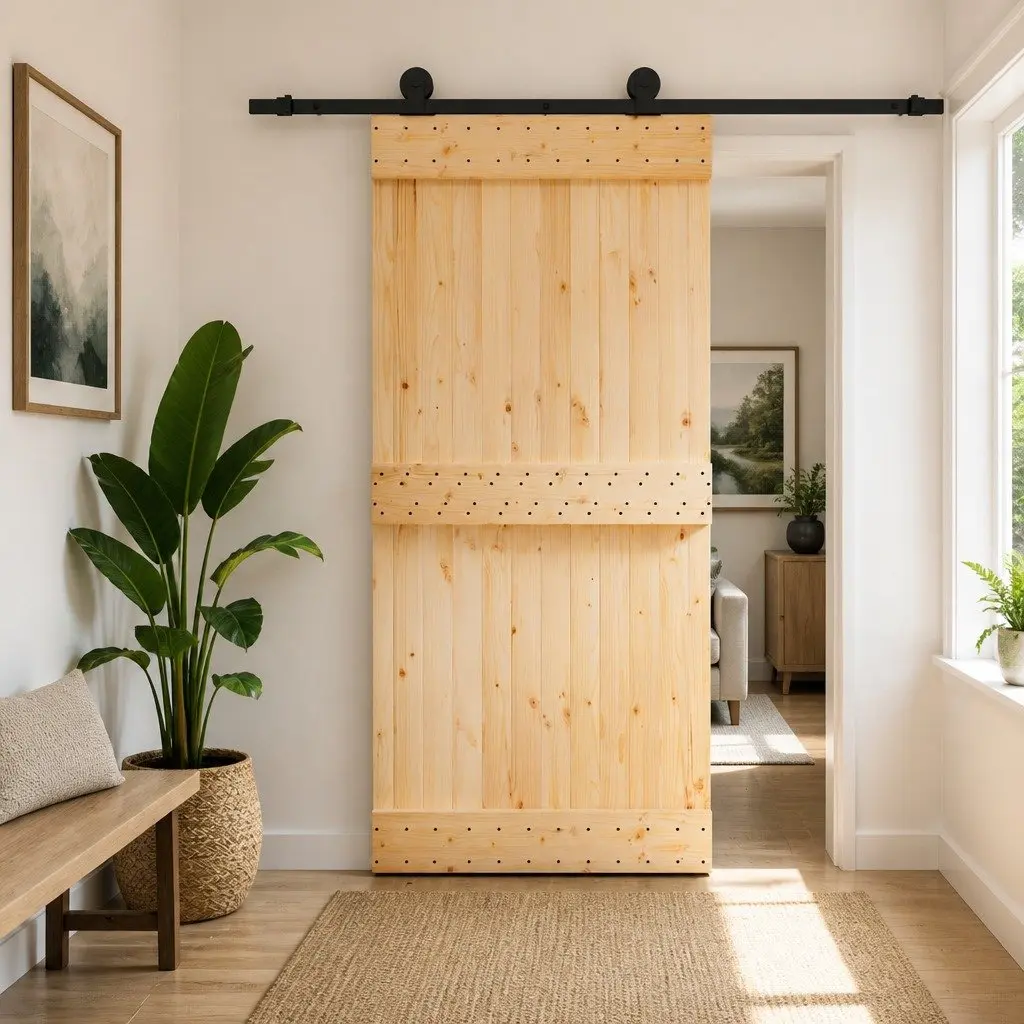 Solid Pine Wood Sliding Door 95x210cm