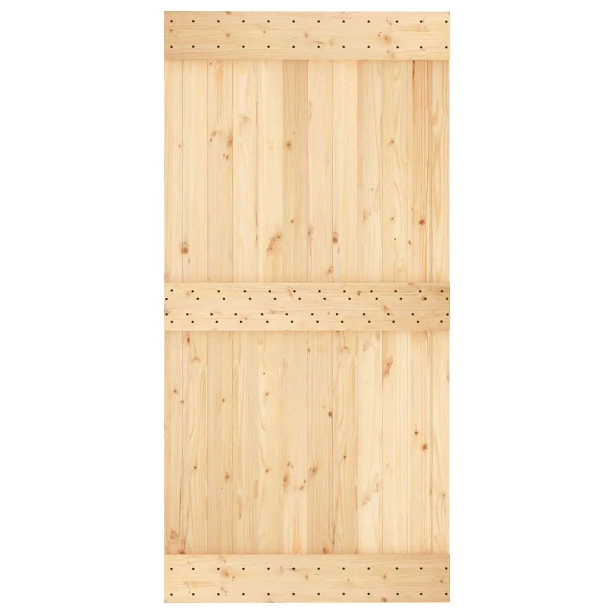 Natural Brown Black Solid Pine Wood Sliding Door