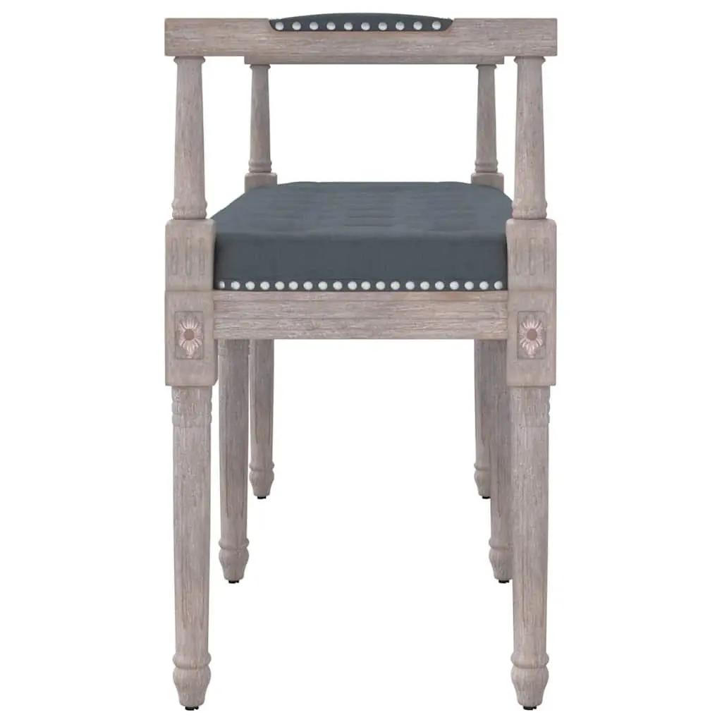 Bench Grey Velvet Upholstery Tufted Seat Wooden Legs 110x40x70cm