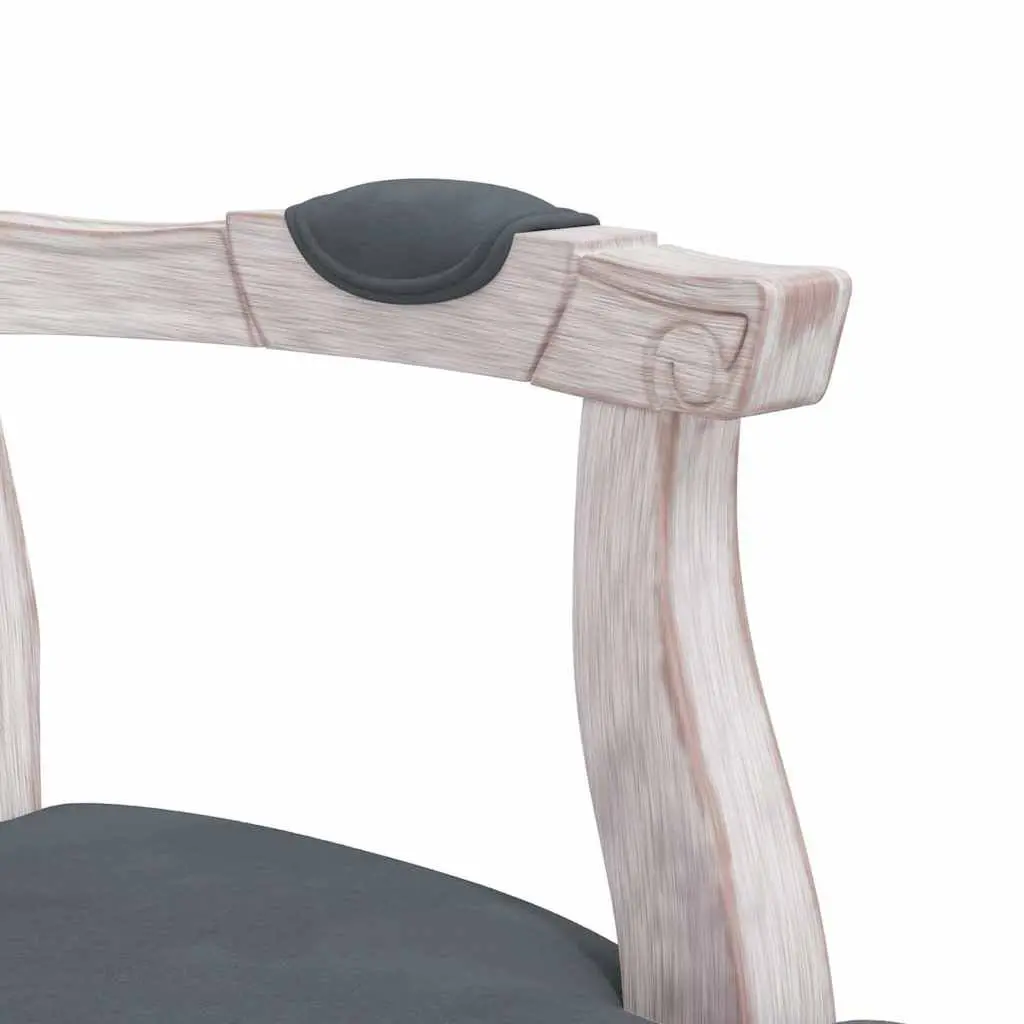 Set of 2 Grey Velvet Dining Chairs with Wooden Legs