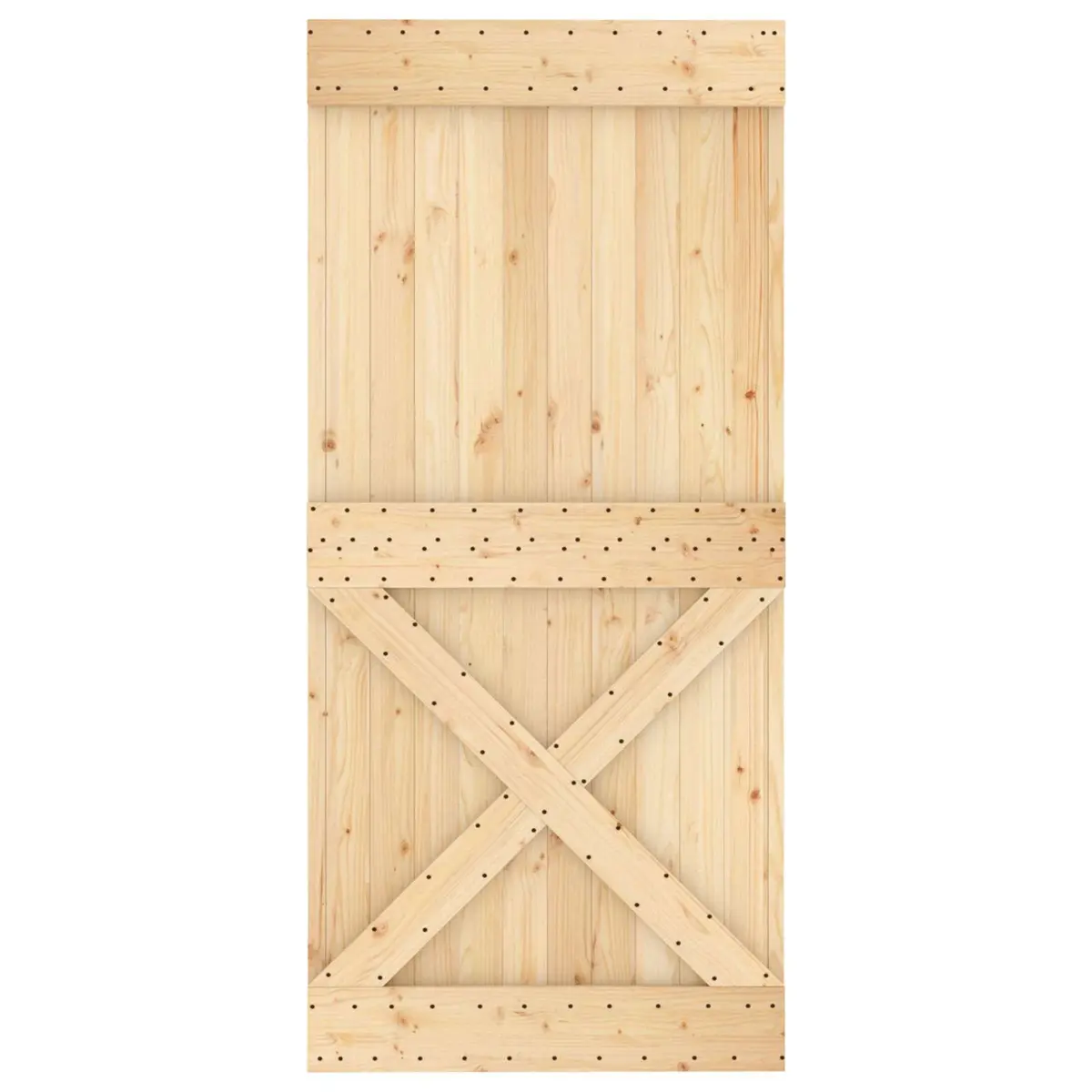 Sliding Door in Solid Pine Wood with Black Hardware