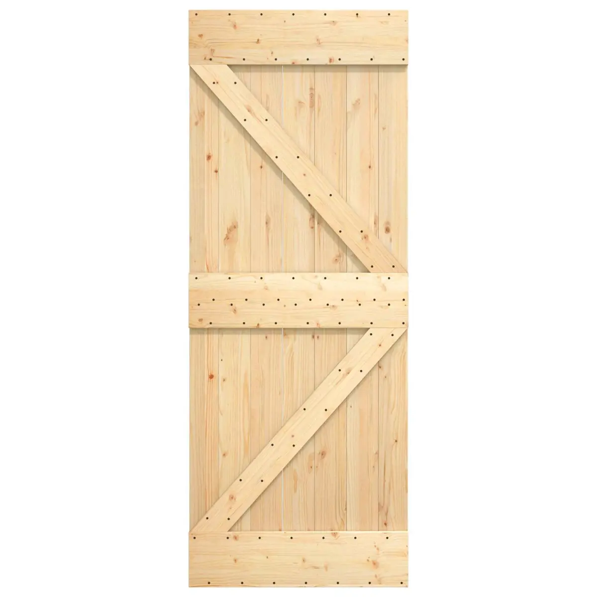 Natural Solid Pine Wood Sliding Door with Durable Track