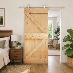 Modern Solid Pine Sliding Door in Natural White 90 x 210 cm