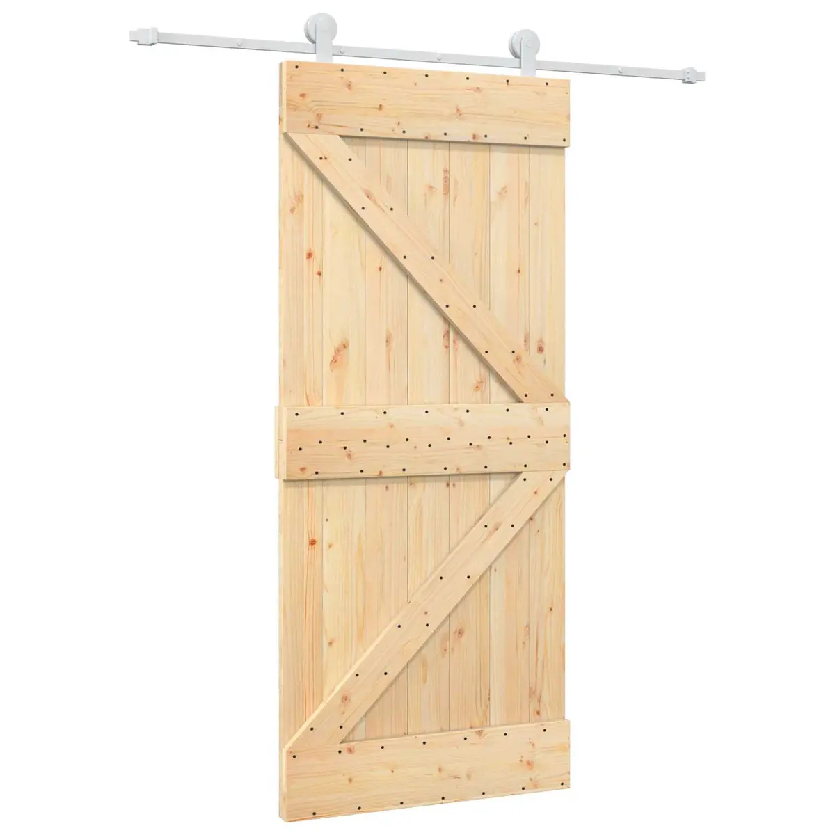Solid Pine Sliding Door in Natural White 90 x 210 cm