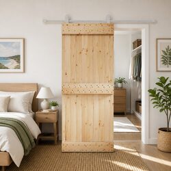 Sliding Door 80x210cm Solid Pine Wood Natural White Modern Room Divider