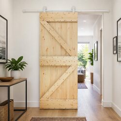 Solid Pine Wood Sliding Door 85 x 210 cm Natural White Minimalist Space-Saving