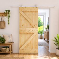Sliding Door Natural Pine Wood 80 x 210 cm Modern Room Divider