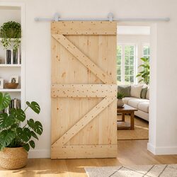 Sliding Door Solid Pine Wood Natural White Modern Room Divider 100 x 210 cm