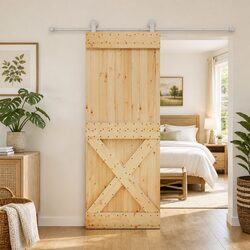 Solid Pine Wood Modern Sliding Door 80 x 210 cm